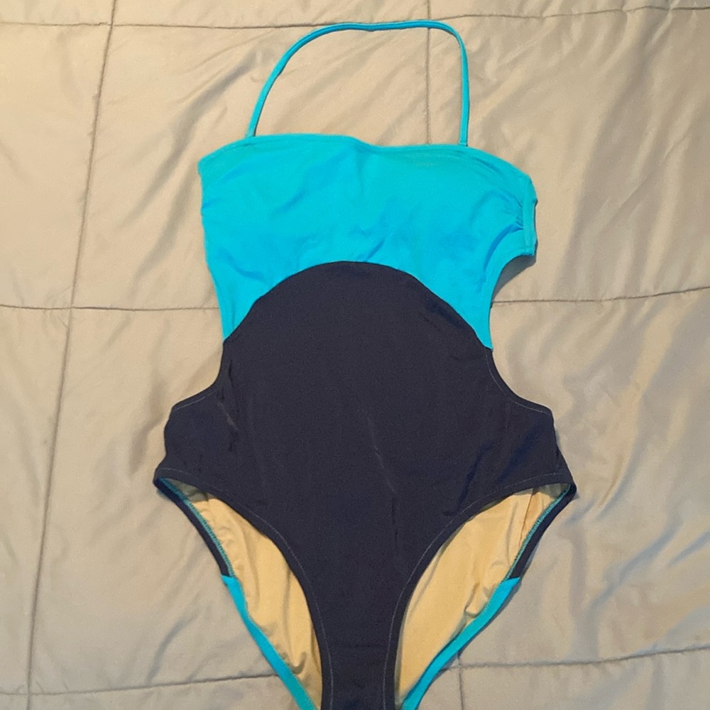 J Crew color block one piece w cut outs NWOT